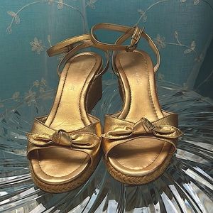 GOLD ✨LEATHER WEDGE Sandals